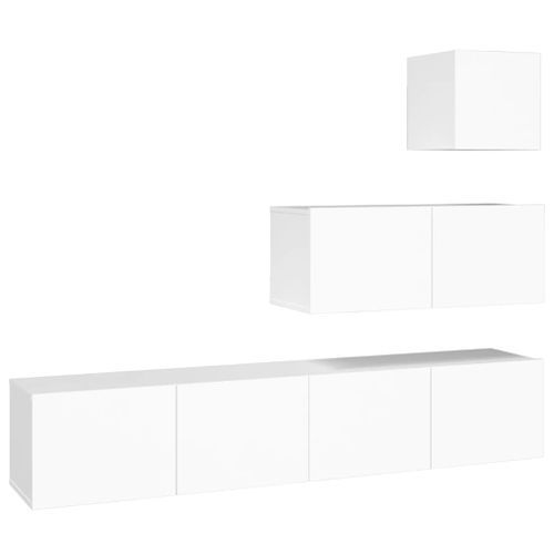 Ensemble de meubles TV 4 pcs Blanc Bois d'ingénierie - Photo n°2; ?>