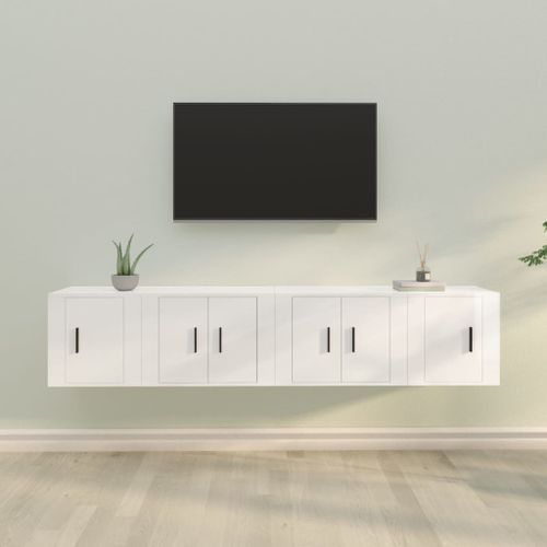 Ensemble de meubles TV 4 pcs Blanc brillant Bois d'ingénierie - Photo n°2; ?>