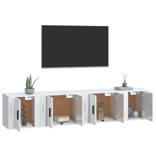 Ensemble de meubles TV 4 pcs Blanc brillant Bois d'ingénierie - Photo n°3; ?>