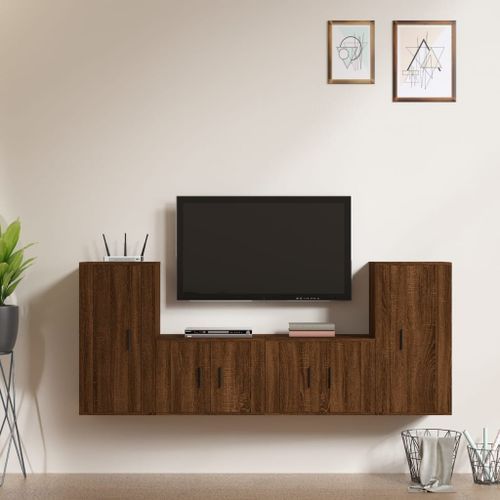 Ensemble de meubles TV 4 pcs Chêne marron Bois d'ingénierie - Photo n°2; ?>