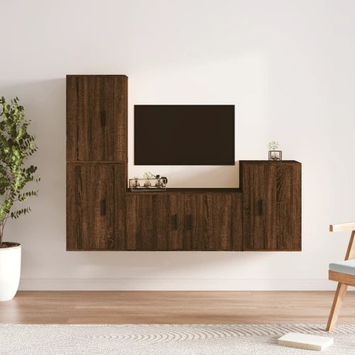 Ensemble de meubles TV 4 pcs Chêne marron Bois d'ingénierie - Photo n°2; ?>