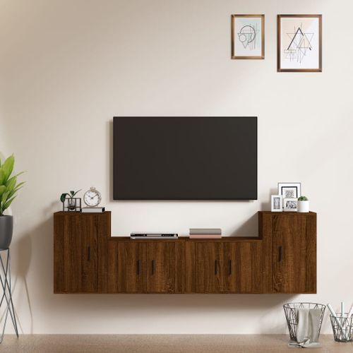 Ensemble de meubles TV 4 pcs Chêne marron Bois d'ingénierie - Photo n°2; ?>