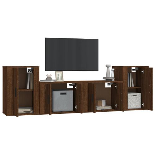 Ensemble de meubles TV 4 pcs Chêne marron Bois d'ingénierie - Photo n°3; ?>