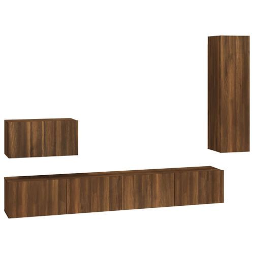 Ensemble de meubles TV 4 pcs Chêne marron Bois d'ingénierie - Photo n°2; ?>