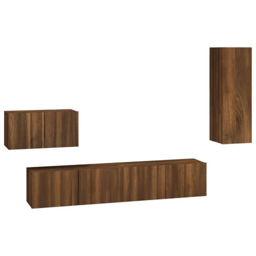 Ensemble de meubles TV 4 pcs Chêne marron Bois d'ingénierie - Photo n°2; ?>