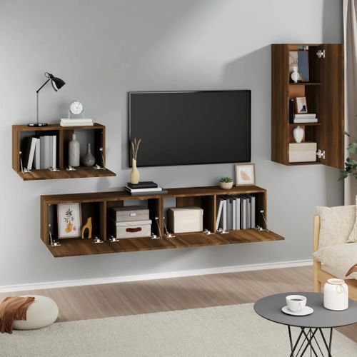 Ensemble de meubles TV 4 pcs Chêne marron Bois d'ingénierie - Photo n°3; ?>