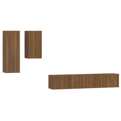 Ensemble de meubles TV 4 pcs Chêne marron Bois d'ingénierie - Photo n°2; ?>