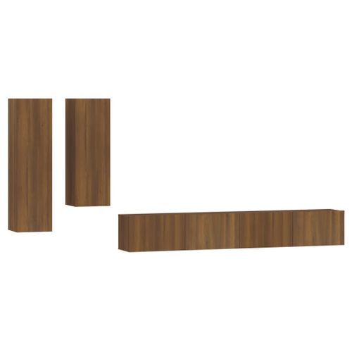 Ensemble de meubles TV 4 pcs Chêne marron Bois d'ingénierie - Photo n°2; ?>