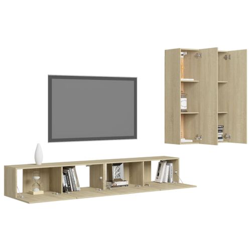 Ensemble de meubles TV 4 pcs Chêne sonoma 7 - Photo n°3; ?>