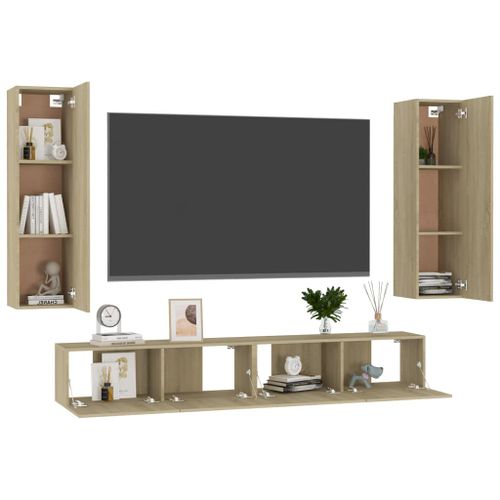 Ensemble de meubles TV 4 pcs Chêne sonoma 4 - Photo n°3; ?>