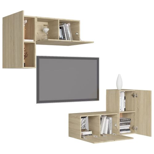 Ensemble de meubles TV 4 pcs Chêne sonoma 11 - Photo n°3; ?>