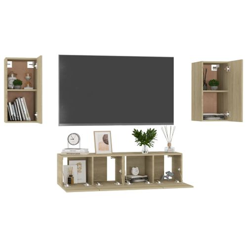 Ensemble de meubles TV 4 pcs Chêne sonoma 9 - Photo n°3; ?>