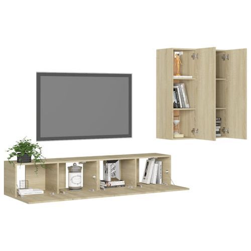 Ensemble de meubles TV 4 pcs Chêne sonoma 8 - Photo n°3; ?>