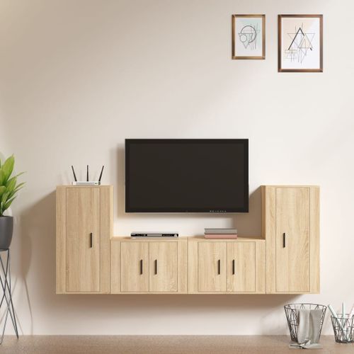 Ensemble de meubles TV 4 pcs Chêne sonoma Bois d'ingénierie - Photo n°2; ?>