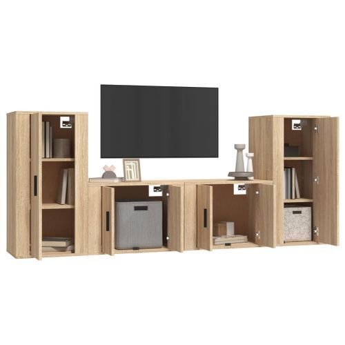 Ensemble de meubles TV 4 pcs Chêne sonoma Bois d'ingénierie - Photo n°3; ?>