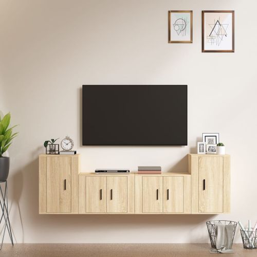 Ensemble de meubles TV 4 pcs Chêne sonoma Bois d'ingénierie - Photo n°2; ?>