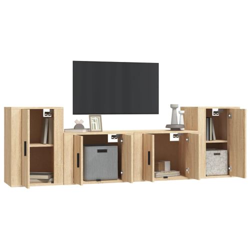 Ensemble de meubles TV 4 pcs Chêne sonoma Bois d'ingénierie - Photo n°3; ?>