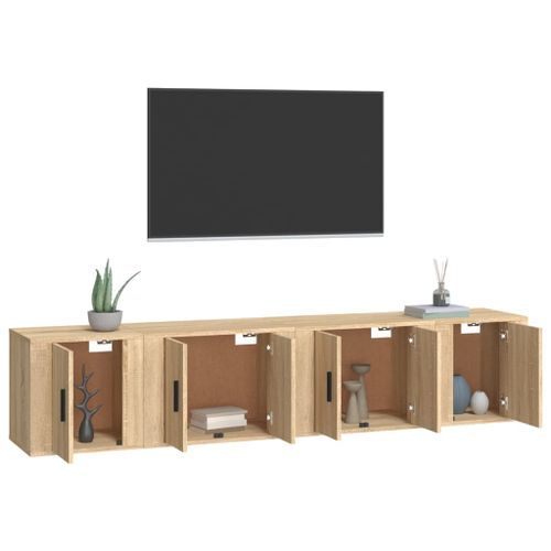 Ensemble de meubles TV 4 pcs Chêne sonoma Bois d'ingénierie - Photo n°3; ?>