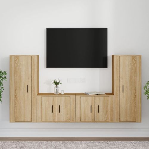 Ensemble de meubles TV 4 pcs Chêne sonoma Bois d'ingénierie - Photo n°2; ?>