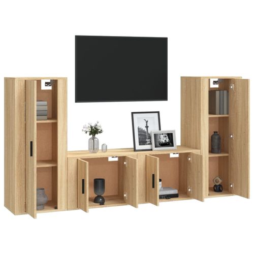 Ensemble de meubles TV 4 pcs Chêne sonoma Bois d'ingénierie - Photo n°3; ?>