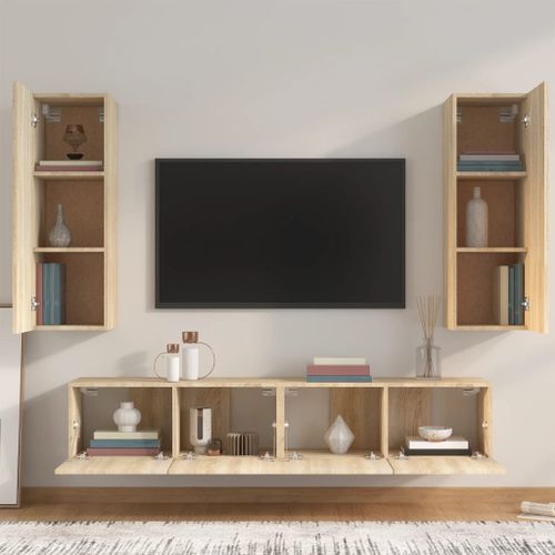 Ensemble de meubles TV 4 pcs Chêne sonoma Bois d'ingénierie - Photo n°3; ?>