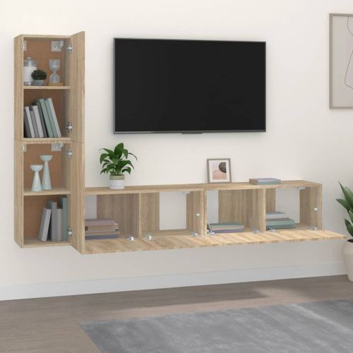 Ensemble de meubles TV 4 pcs Chêne sonoma Bois d'ingénierie - Photo n°3; ?>