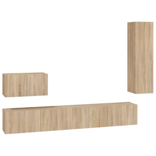 Ensemble de meubles TV 4 pcs Chêne sonoma Bois d'ingénierie - Photo n°2; ?>