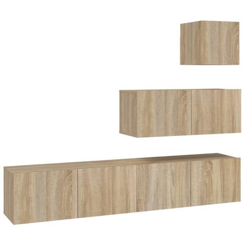 Ensemble de meubles TV 4 pcs Chêne sonoma Bois d'ingénierie - Photo n°2; ?>