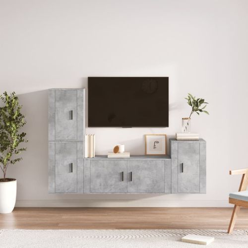 Ensemble de meubles TV 4 pcs Gris béton Bois d'ingénierie - Photo n°2; ?>