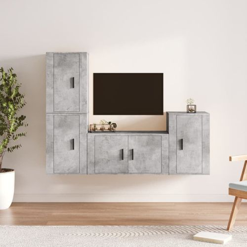 Ensemble de meubles TV 4 pcs Gris béton Bois d'ingénierie - Photo n°2; ?>