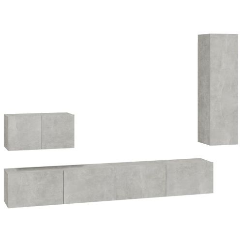 Ensemble de meubles TV 4 pcs Gris béton Bois d'ingénierie - Photo n°2; ?>