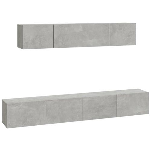 Ensemble de meubles TV 4 pcs Gris béton Bois d'ingénierie - Photo n°2; ?>