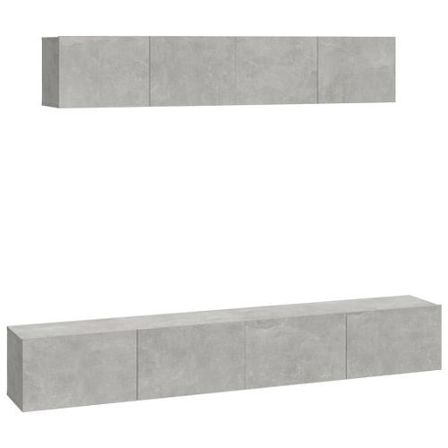 Ensemble de meubles TV 4 pcs Gris béton Bois d'ingénierie - Photo n°2; ?>