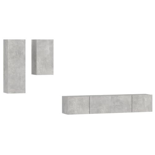 Ensemble de meubles TV 4 pcs Gris béton Bois d'ingénierie - Photo n°2; ?>