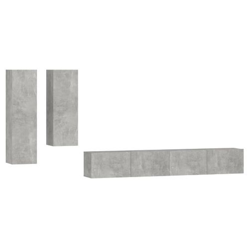 Ensemble de meubles TV 4 pcs Gris béton Bois d'ingénierie - Photo n°2; ?>