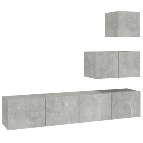 Ensemble de meubles TV 4 pcs Gris béton Bois d'ingénierie - Photo n°2; ?>