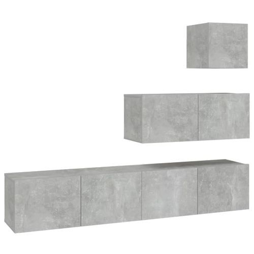 Ensemble de meubles TV 4 pcs Gris béton Bois d'ingénierie - Photo n°2; ?>