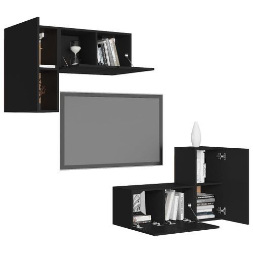 Ensemble de meubles TV 4 pcs Noir 11 - Photo n°3; ?>