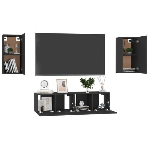 Ensemble de meubles TV 4 pcs Noir 8 - Photo n°3; ?>