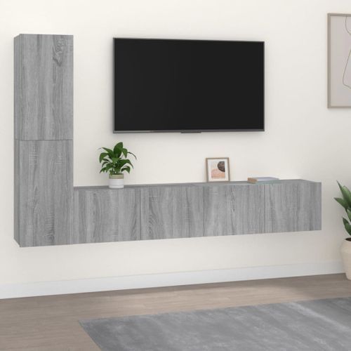 Ensemble de meubles TV 4 pcs Sonoma gris Bois d'ingénierie - Photo n°2; ?>