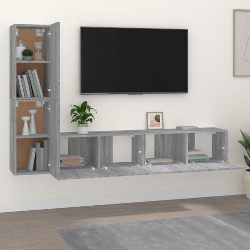 Ensemble de meubles TV 4 pcs Sonoma gris Bois d'ingénierie - Photo n°3; ?>