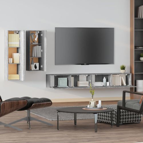 Ensemble de meubles TV 4 pcs Sonoma gris Bois d'ingénierie - Photo n°3; ?>