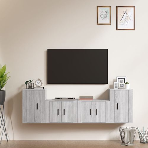 Ensemble de meubles TV 4 pcs Sonoma gris Bois d'ingénierie - Photo n°2; ?>