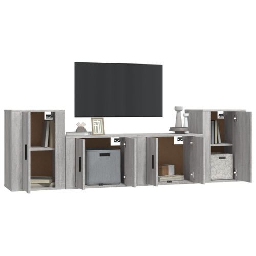 Ensemble de meubles TV 4 pcs Sonoma gris Bois d'ingénierie - Photo n°3; ?>