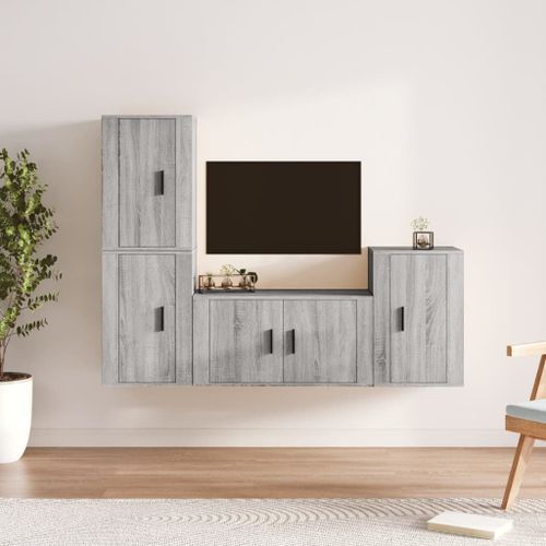 Ensemble de meubles TV 4 pcs Sonoma gris Bois d'ingénierie - Photo n°2; ?>