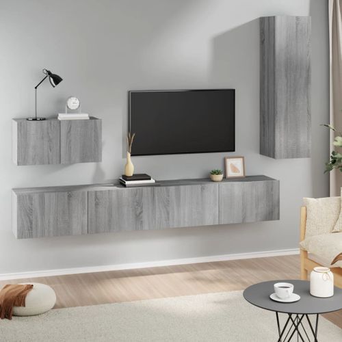 Ensemble de meubles TV 4 pcs Sonoma gris Bois d'ingénierie - Photo n°2; ?>