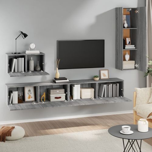 Ensemble de meubles TV 4 pcs Sonoma gris Bois d'ingénierie - Photo n°3; ?>