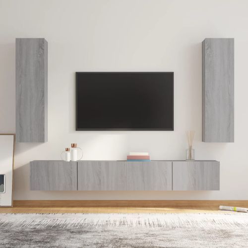 Ensemble de meubles TV 4 pcs Sonoma gris Bois d'ingénierie - Photo n°2; ?>