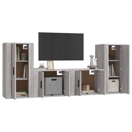 Ensemble de meubles TV 4 pcs Sonoma gris Bois d'ingénierie - Photo n°3; ?>