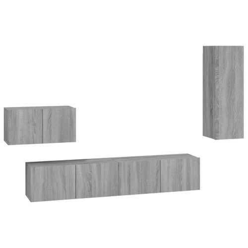 Ensemble de meubles TV 4 pcs Sonoma gris Bois d'ingénierie - Photo n°2; ?>